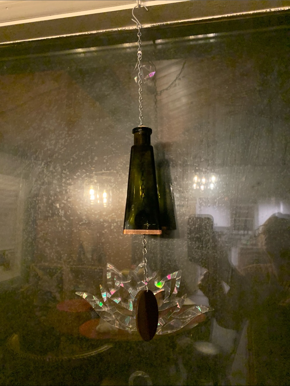 Hanging Decorative Glass Wind Chime - Olive Green